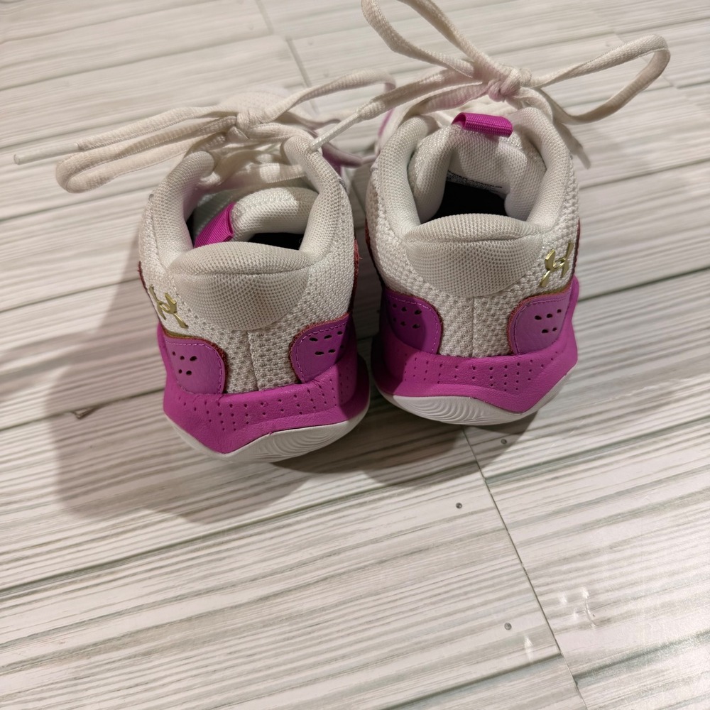 Under Armour Jet 23 Kids Basketball Shoes White Pink Gold 3026636-105 Size 12K - Picture 4 of 5